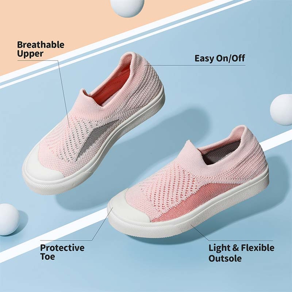 Kids Slip On Machine Washable Sneakers - PINK - 4
